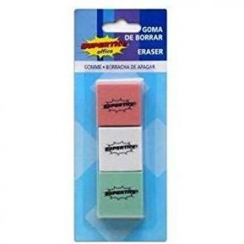office-Gomas De Borrar, Multicolor, 3 Unidades,