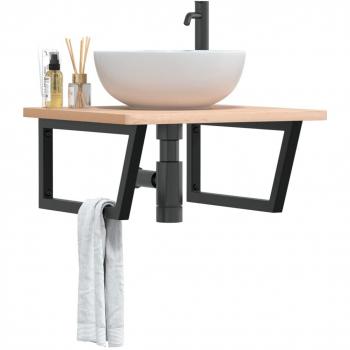 Fregadero de acero trapecio negro 2 piezas con soportes estante de lavabo 2 unidades trapecio acero negro Vidaxl Negro