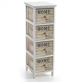 Cajonera de madera decorativa para el hogar con 4 cajones, dimensiones 26 x 32 x 80 cm