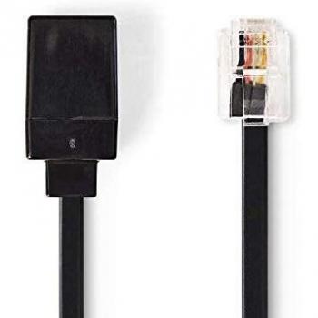 Nedis - Cable Alargador de Telecomunicaciones - RJ11 Macho - RJ11 Hembra - 10,0 m - Negro