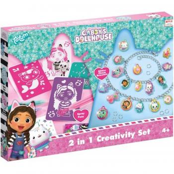 Set Creativo 3 en 1 Gabby's Dollhouse - Pulseras, Pintura de Diamantes y Lápiz de Color en Spray