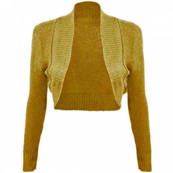 Esfera New Ladies totalmente de punto manga larga Bolero Bolero talla única UK 8 - 12 beige beige Talla única