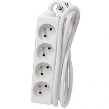 Regleta de enchufes de 4 tomas sin interruptor, color blanco
