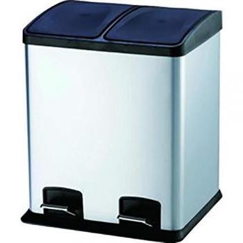 CUBO BASURA. RECICLAJE. 24LT 40X39X47CM CON PEDAL 2COMPARTIMENTOS. INOX