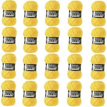 Hilo de Acrilico Ovillo de Lana para Tejer Crochet Ganchillo o Punto Torrijo SONATA 30g, Ovillo de Lana Suave Acrílica para Tejer | 20 Unidades, Color 1554-AMARILLO