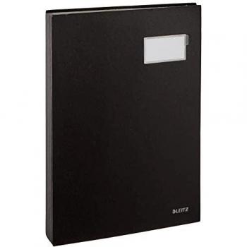 LEITZ 57000195 - Portafirmas cubierta PP 20 compartimentos con tarjetero color negro