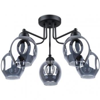 Lámpara de techo semiempotrable multi brazos negra Sollux Fillan 5, oval en métal, negro, longitud: 59 cm