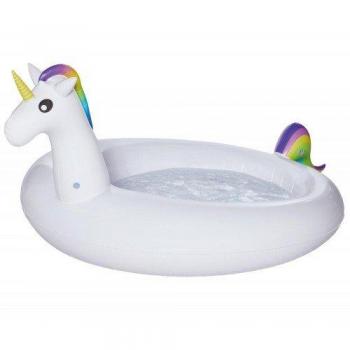 Piscina Hinchable Infantil Unicornio Grande 196 x 132 x 77 cm para Juegos de Agua Verano