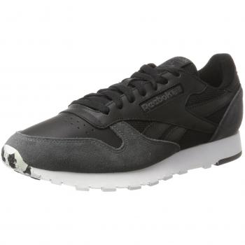 Reebok Men's Cl Leather Mo Fitness Shoes, Black Black Coal White Skull Grey Risk Blue, 9 UK
