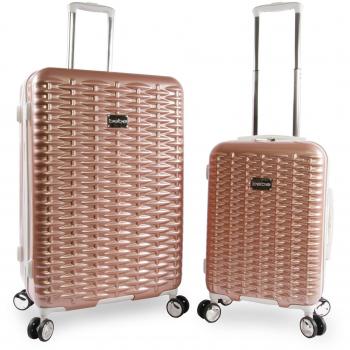 BEBE Women's Lydia 2 Piece Set Suitcase with Spinner Wheels, Rose Gold, One Size
