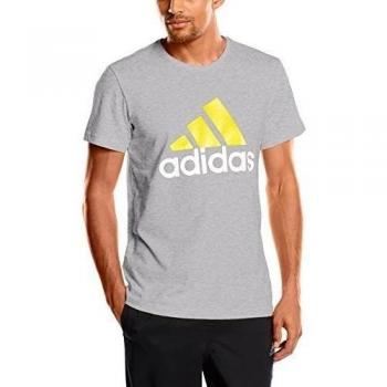 adidas Logo TEE1 - Camiseta para hombre, color gris / amarillo / blanco, talla M