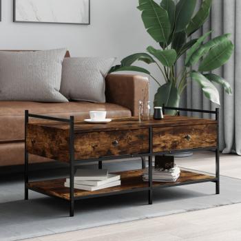 Mesa de centro de madera de ingeniería 99x50x50 cm en color negro, roble sonoma y roble ahumado, ideal para salón o comedor, también conocida como mesita auxiliar o mesa de café