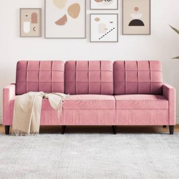 Sofá de 3 plazas terciopelo rosa 180 cm Vidaxl