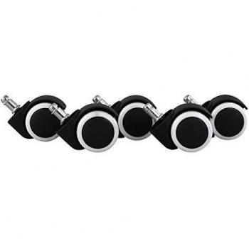 AMSTYLE Juego de 5 Lisos Suelo Duro para Silla de Oficina Pasador de 11 mm/diámetro 50 mm | Ruedas para sillas de Oficina Premium Blancas | Ruedas giratorias para sillas para Suelos Duros