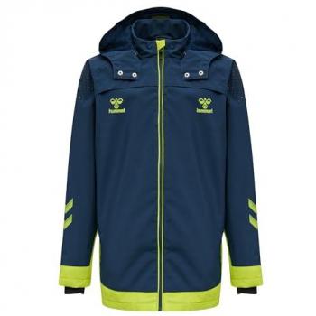 Hummel Chaqueta Lead All Weather - chaqueta para niños, resistente al agua, con capucha ajustable, forro interior cálido, cierre frontal con cremallera y bolsillos laterales