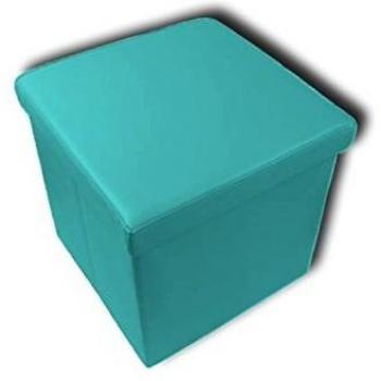 Stilia, Baúl Puff de Almacenaje, Taburete Acolchado y Plegable de Cuero, 38x38x38 cmts,
