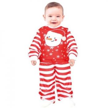 Disfraz Pijama de Santa Claus Rayas Rojas y Blancas para Bebé 12-18 meses