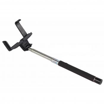 NK BS3039 - Palo para Selfie con mástil Extensible telescópico de 1 m, Smartphone Android & iOS, Duración 2 Horas, Batería Integrada 60mAh, Negro