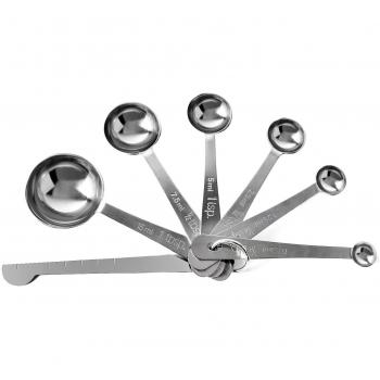 Unigear Juego 7PCS Cucharas Medidoras Con Regla de Medición de Acero Inoxidable Cuchara de Medición Cucharilla Taza Medir Cucharadas Alta Precisión para Ingredientes Líquidos Secos Cocina Hornear