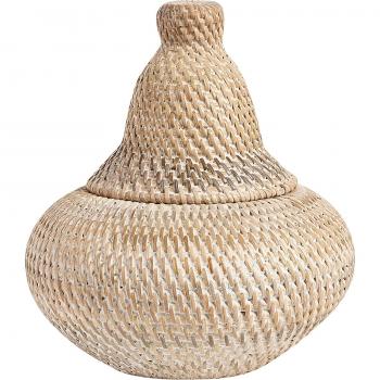Cesta de Ratán Natural Pintada con Tapa 25 cm - Decoración Rústica Boho Bila