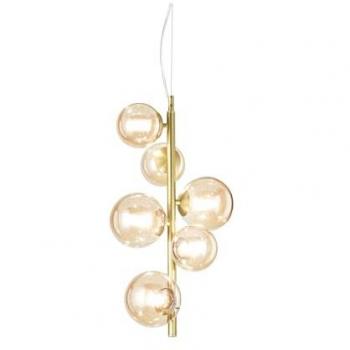 Lámpara de techo colgante Ideal Lux Perlage, forma de globo, 6 luces G9, latón, suspensión moderna, 15W, 3000K