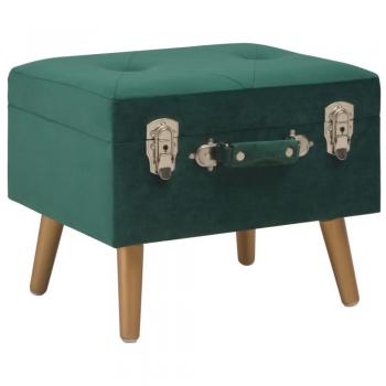 Taburete de almacenamiento 40 cm en terciopelo verde con contenedor