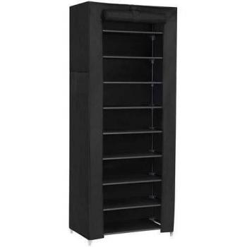 SONGMICS Zapatero de Tela de 10 Niveles, Zapatero con Funda Exterior de Tela 28 x 58 x 160 cm, para Zapatillas de Deporte, Tacones,Zapatillas, Marco de Metal, Negro RXJ10H