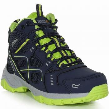 Regatta Kids Vendeavour Waterproof Walking Hiking Boots - Navy Lime, Size: UK 1