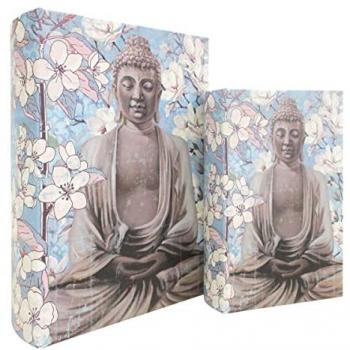 Caja Libro Buda Azul - Pack de 2 Unidades Decorativas (27x7x18 cm)