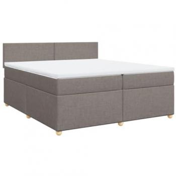 Cama Box Spring con colchón Tortera 200x200 cm en tela gris taupe