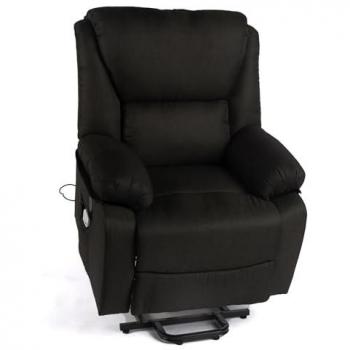 Sillón Relax Eléctrico Masaje Elevable y Reclinado Miami, Levanta Personas, Vibración, Calor Lumbar, USB, Tela Microfibra (Gris Antracita)