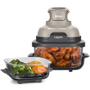 Freidora de aire portátil Ninja Crispi 4 en 1, 3,8L, 1700W, vidrio extraíble, beige FN101EUST