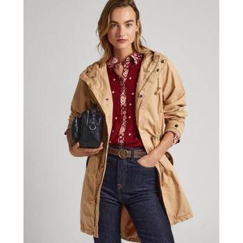 Parka Meryl Beige con Capucha Ajustable y Cinturilla Elástica para Mujer Pepe Jeans
