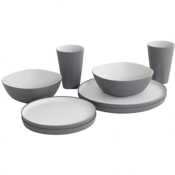 Mesa de camping Outwell Gala 2 gris (UNICA) y set de cocina Outwell Gala gris oscuro (8 piezas)