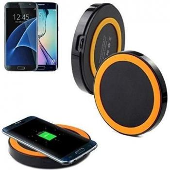 Samsung Galaxy S7 y Samsung Galaxy S7 Edge - Sannysis Qi Cargador Inalámbrico Wireless Pad de Carga Naranja