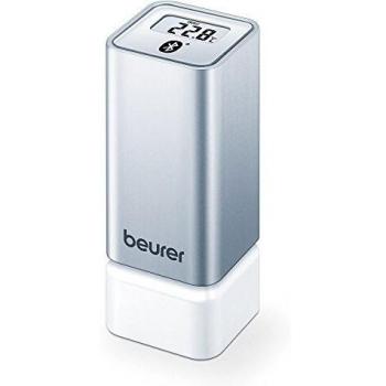 BEURER HM55 Termohigrómetro, temperatura y humedad, indicador luminoso del aire ambiente, multizona, App freshroom,valores ajustables, compacto, color blanco