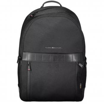 Tommy Hilfiger Men's Black Backpack with Contrast Details - One Size
