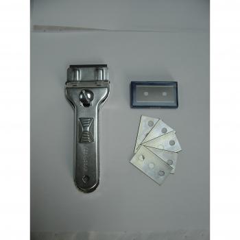 Rasqueta Multiuso de Acero Inoxidable con 5 Cuchillas para Cocina y Vitrocerámica, Gris, Dimensiones 18.7 x 9.9 x 2 cm