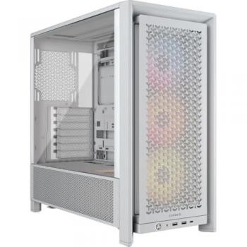 Corsair 4000D RS ARGB White Mid-Tower PC Case with High Airflow and Pre-Installed RGB Fans