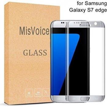 S7 Edge Protectores de Pantalla,MisVoice Protector Pantalla Cristal Templado Curvo Marco para Samsung Galaxy S7 Edge Plata