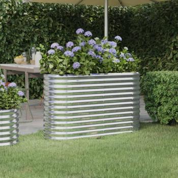 vidaXL Garden Raised Bed Powder-Coated Steel 114x40x68 cm Silver