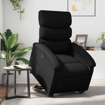 Sillón reclinable y elevable eléctrico de cuero sintético negro Vidaxl