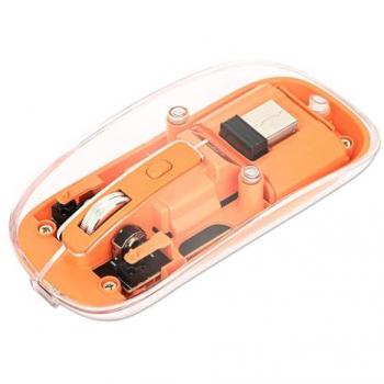Manhattan Rechargeable Wireless Optical Mouse - Ambidextrous 4-Button Transparent Orange