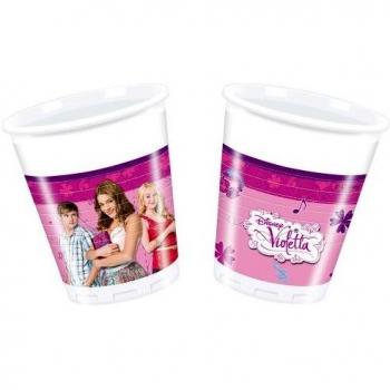 Unique Party 71607 - Vasos de plástico Disney Violetta, 200 ml, paquete de 8