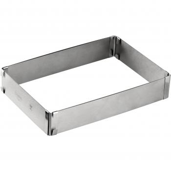 Dr. Oetker Molde Tartas Rectangular Desmontable y Ajustable en Acero Inoxidable 27,5x18,5x5cm, 1ud, Plata, 27,5-52 x 18,5-34 x 5cm