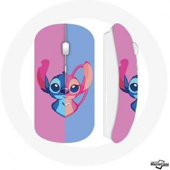 Ratón Inalámbrico Stitch y Angel Azul Rosa - Compatible con Mac y PC - Clave USB Wifi