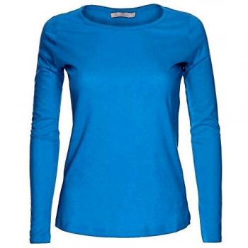 Ladies Womens Plain manga larga cuello redondo Top UK tamaños 8 - 18 negro Turq M/L Para encaja 40-42