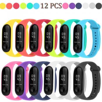 Acalder 12 Piezas Pulsera Xiaomi Mi Band 3 Correas Reloj Silicona Banda para XIAOMI Mi Band 3 Reemplazo - 12 Colores