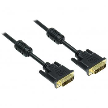 Cable DVI-D 24+1 con conectores dorados y núcleo de ferrita, 1.8m, negro