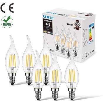 LVWIT Bombillas Vela de Filamento Flame LED E14